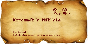 Korcsmár Mária névjegykártya