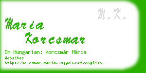 maria korcsmar business card
